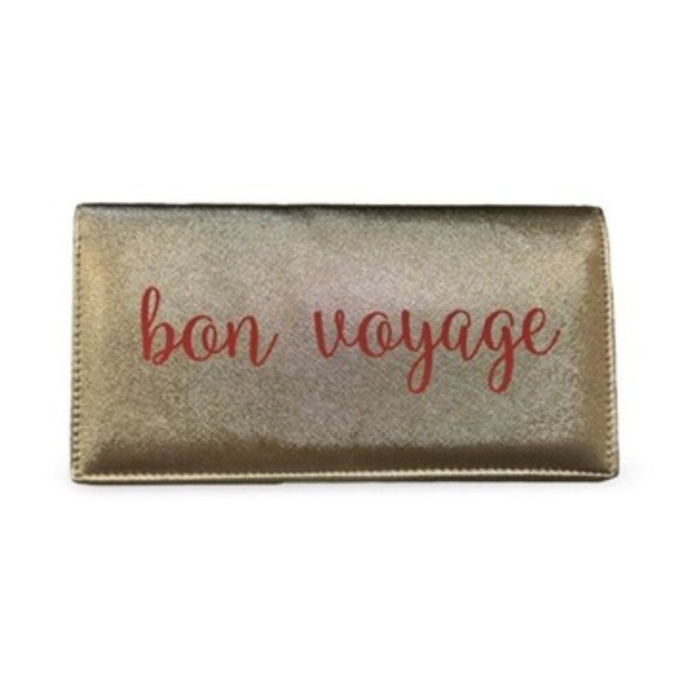 NWOT Nieman Marcus Gold Bon Voyage Passport/Travel Wallet